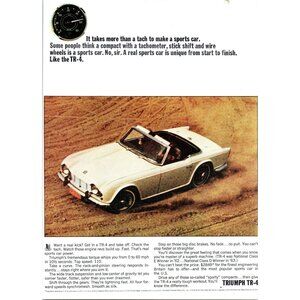 1964 Triumph TR-4 TR4 Convertible Roadster Vintage Print Ad Dirt Track Wall Art